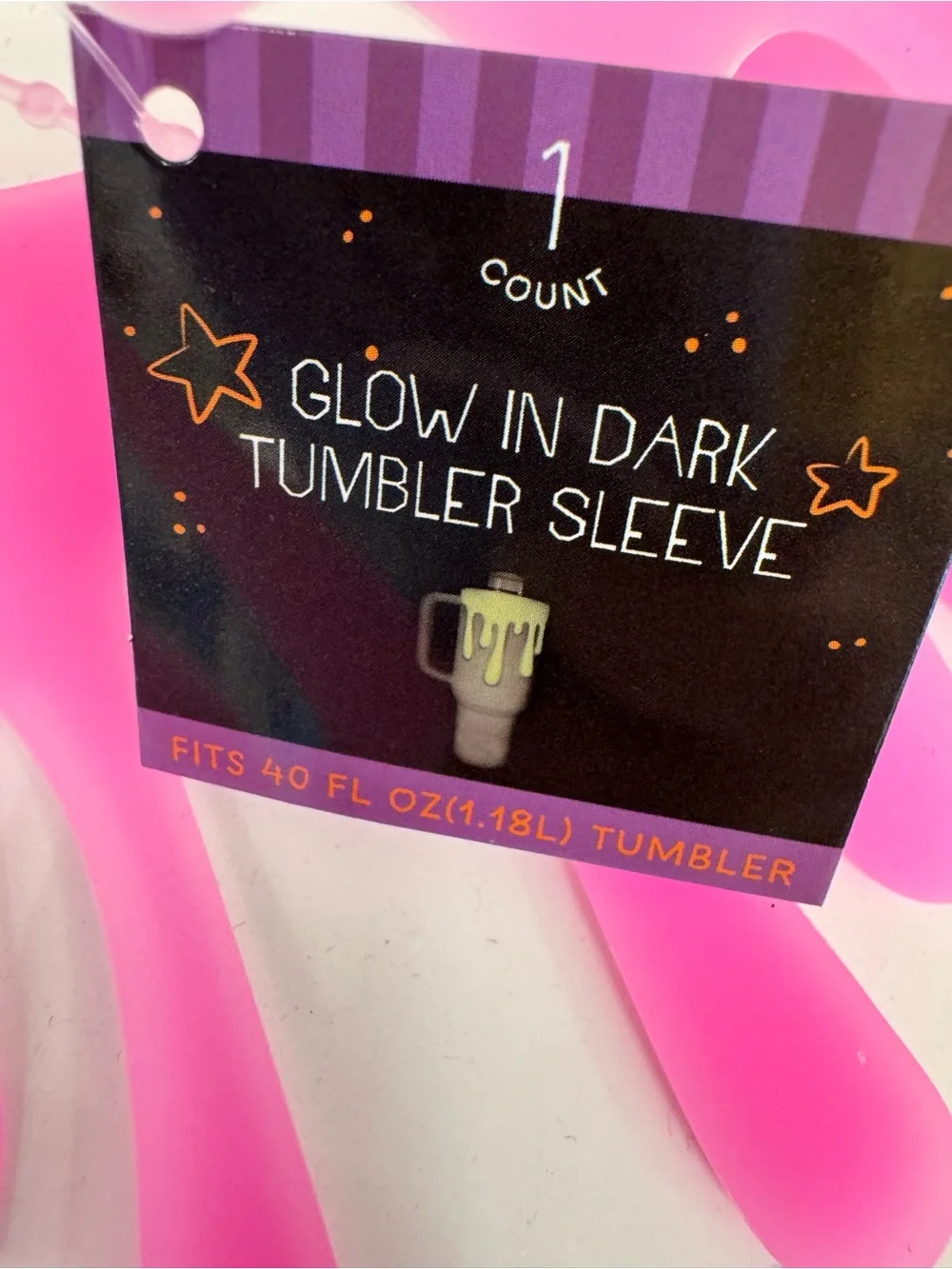 SET OF 2!!! Target Bullseye Green & Pink Glow in the Dark Slime Tumbler Sleeve
